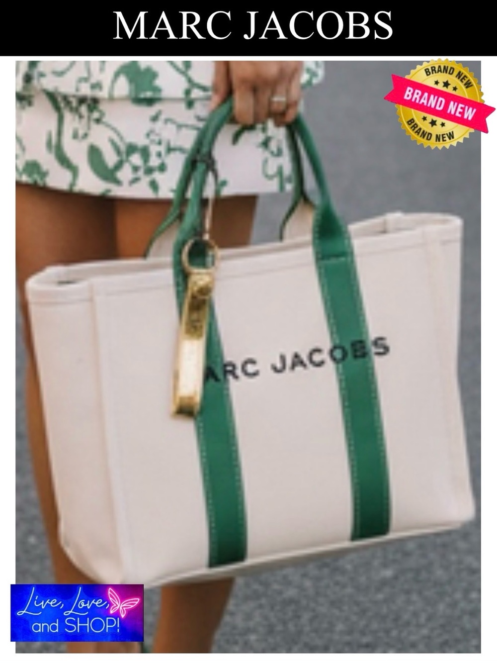 MARC JACOBS Gold Tone Loop Ring & Key Wristlet, NIP